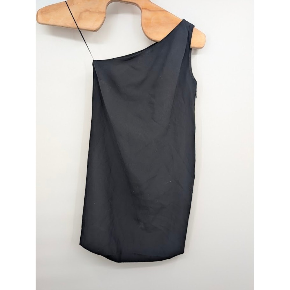 Massimo Dutti One Shoulder Crepe Mini Dress Black NWT US sz 4